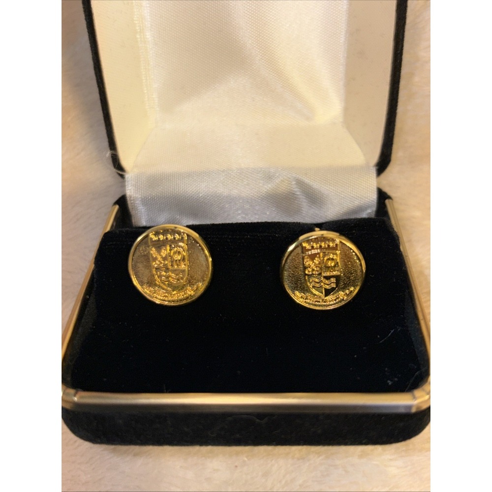 Gold Tone Cufflinks With Crest